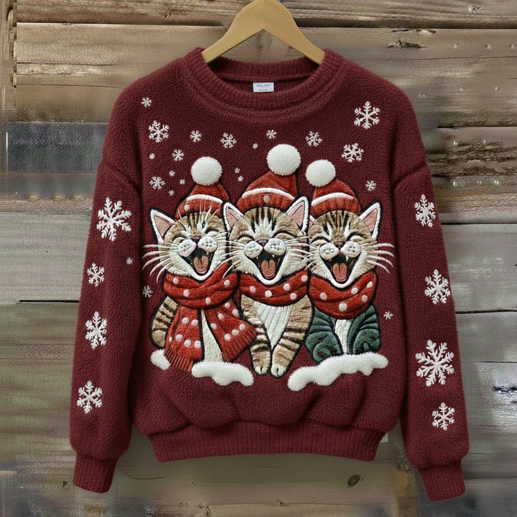 Luna™ | Blød Juletrøje med Søvnig Kat