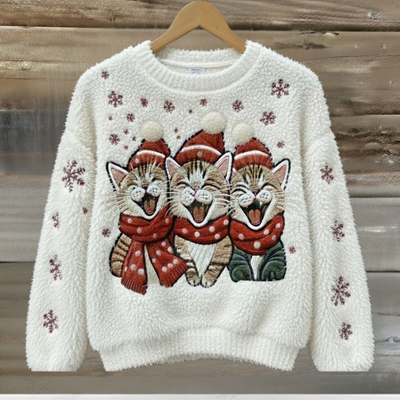 Luna™ | Blød Juletrøje med Søvnig Kat