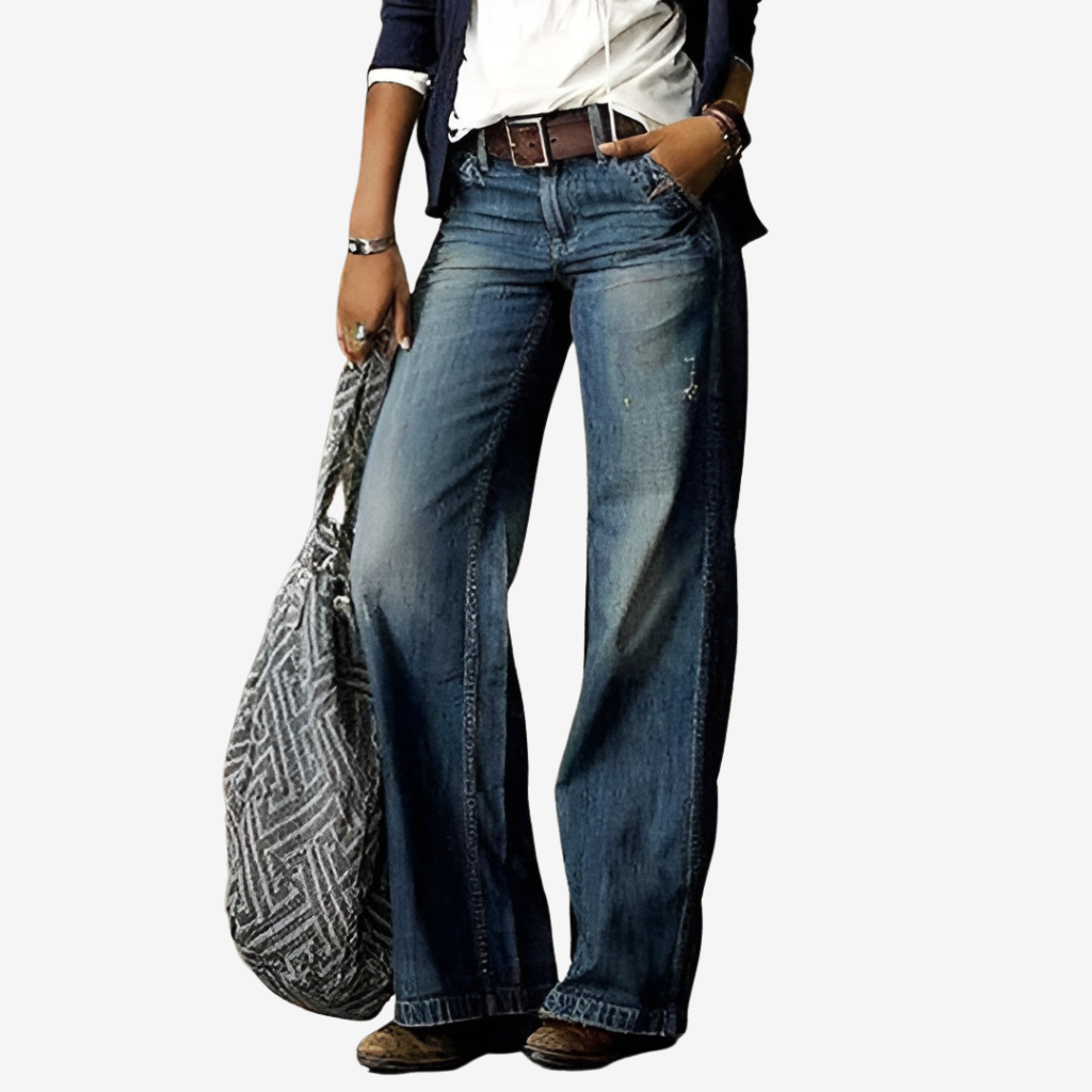 Serina | Højtaljet Denim med Brede Ben