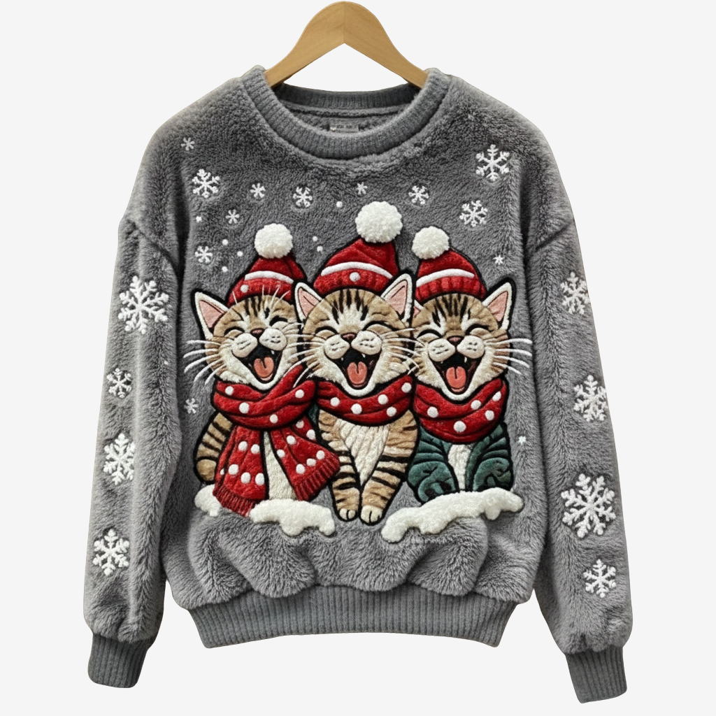 Luna™ | Blød Juletrøje med Søvnig Kat