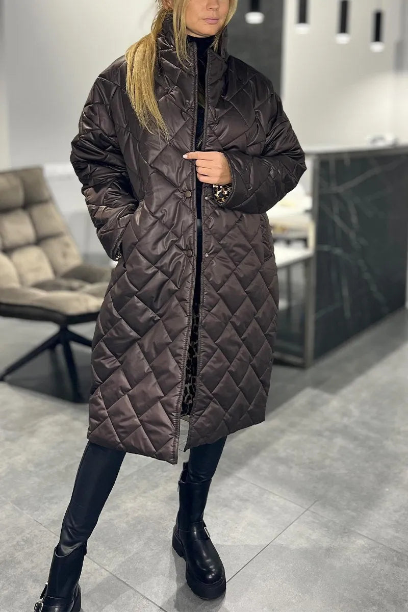 Anaïs™ | Den Vatterede Frakke med Leopardfor
