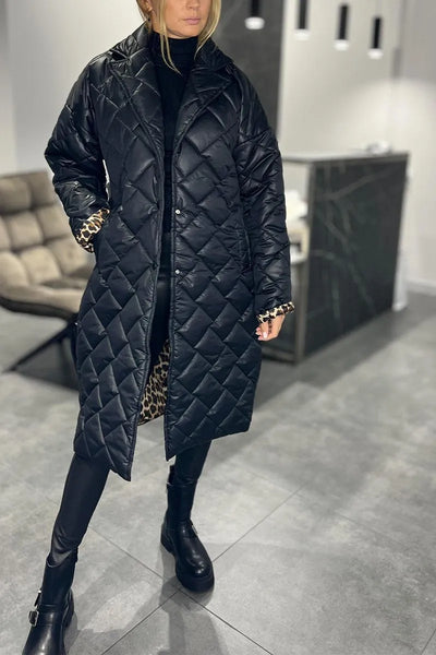 Anaïs™ | Den Vatterede Frakke med Leopardfor